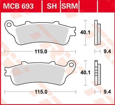 TRW Lucas Scheiben Bremsbelag MCB693SH