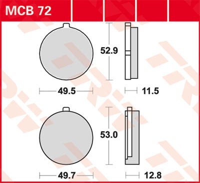 TRW Lucas Scheiben Bremsbelag MCB72